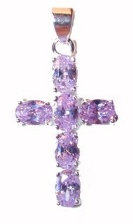 CSterling Silver Cross Lilac CZs - Click To Enlarge