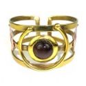 Red Tiger Eye C Brass Cuff