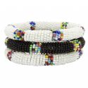 Set of 3 Black and White Maasai Bangles - Kenya