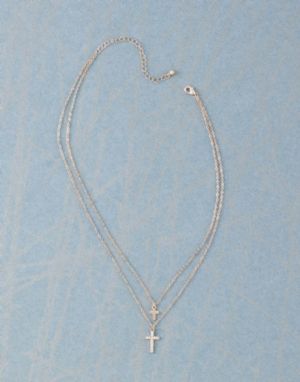 CFAITHFUL CROSS DOUBLE CHAIN NECKLACE - Click To Enlarge