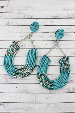 CSeed Bead Horseshoe Chain Earrings - Click To Enlarge