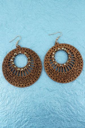 CFiligree Wood Disk Earrings - Click To Enlarge