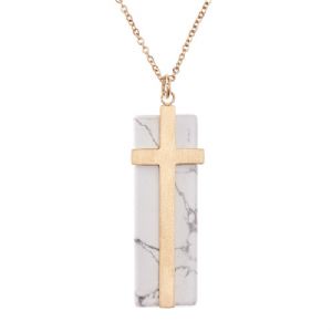 CCross On Marble Stone Necklace - Click To Enlarge