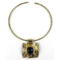 TIGER EYE BRASS PENDANT NECKLACE