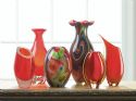 RED FLORAL FLOW GLASS VASE