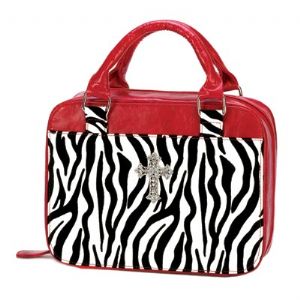 CBible Carrier - Zebra Print trimmed in Red - Click To Enlarge
